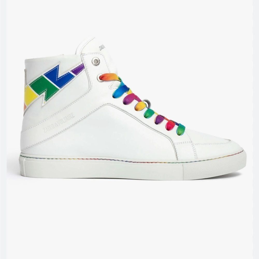 New Zadig &‎ Voltaire Womens High Flash Pride Lightning Bolt Sneakers $498